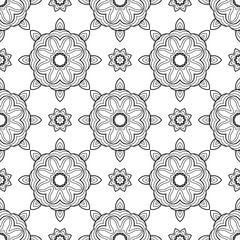 Abstract black and white seamless pattern. Hand drawn vector illustration