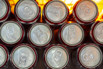 Beer cans in the refrigerator