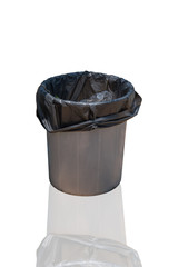 The gray trash bins that are separate from the white background cliping part