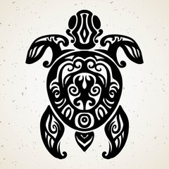 Tribal tattoo with decorative sea turtle with ethnic pattern. Authentic artwork with a symbol of the totem. Stock Vector Graphics clipart Tattoos like Maui from Moana cartoon.