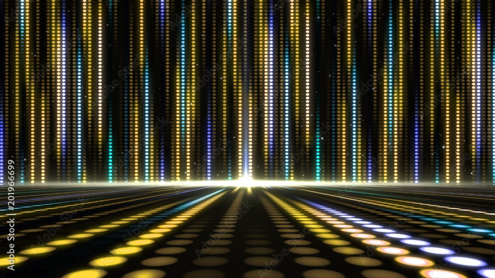 Poster Digital abstract moving light dots pattern for stage background and screensaver