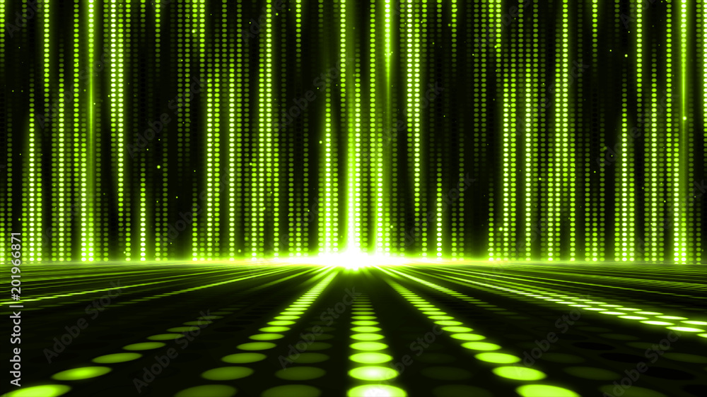 Poster Digital abstract moving light dots pattern for stage background and screensaver