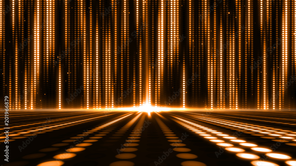 Poster Digital abstract moving light dots pattern for stage background and screensaver