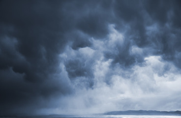 Dark storm clouds over the sea. 