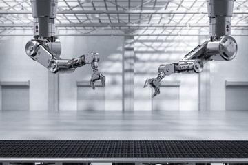 robot arm with conveyor line