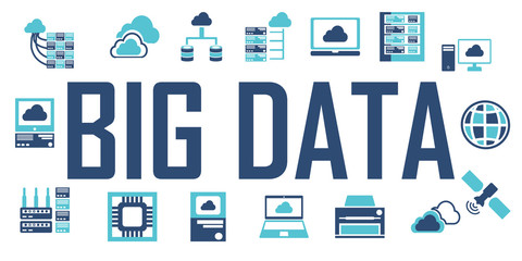 big data vector flat icon. mono symbol illustration.