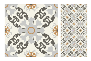 vintage tiles patterns antique seamless design in Vector illustration