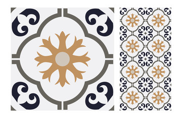 vintage tiles patterns antique seamless design in Vector illustration