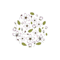 Vector floral circle for cards design.