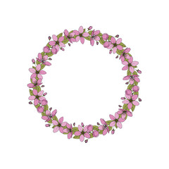 Vector flower wreath. Floral frame for cards design.