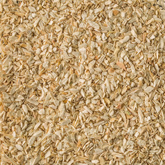 Dried chopped garlic as background texture. top view