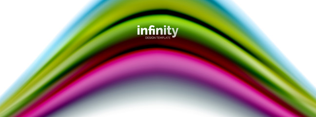 Flowing fluid colors vector, blurred colorful 3d gel shape on white