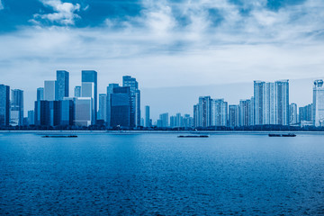 Fototapeta premium nowoczesne miasto nabrzeża w centrum miasta, Chiny.