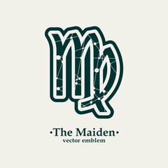 Zodiac symbol textured by connected lines with dots pattern. Sign of the Maiden