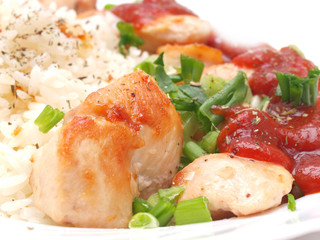 Fresh rice with chicken, a good choice that on to have dinner