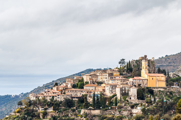 Fototapeta na wymiar View to Eze medieval village, Provence, France