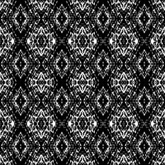 Black and White Seamless Ethnic Boho Pattern. Ikat. Background for Surface Design