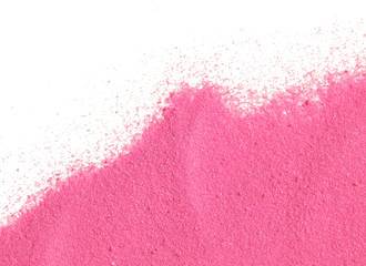 Textured background with pink sand on white