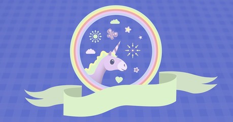 Unicorn rainbow circle banner