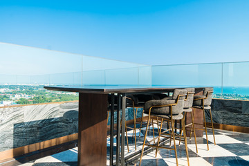 Outdoor patio decoration with char and table