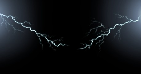 Lightning strikes and dark background