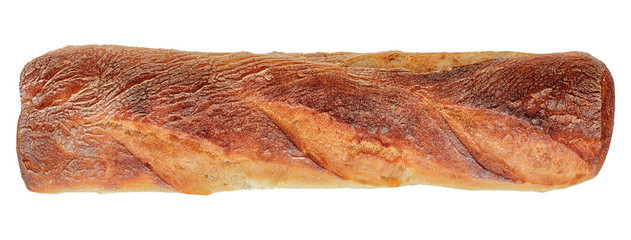 One baguette on a white background