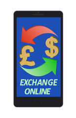 exchange british pound to dollar on a phone screen