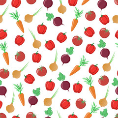 Seamless pattern of vegetables. Vector illustration