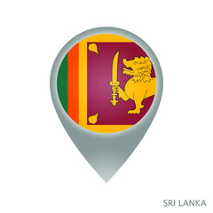 Map pointer with flag of Sri Lanka. Gray abstract map icon. Vector Illustration.