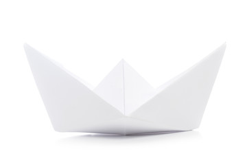 origami paper boat isolated on white background