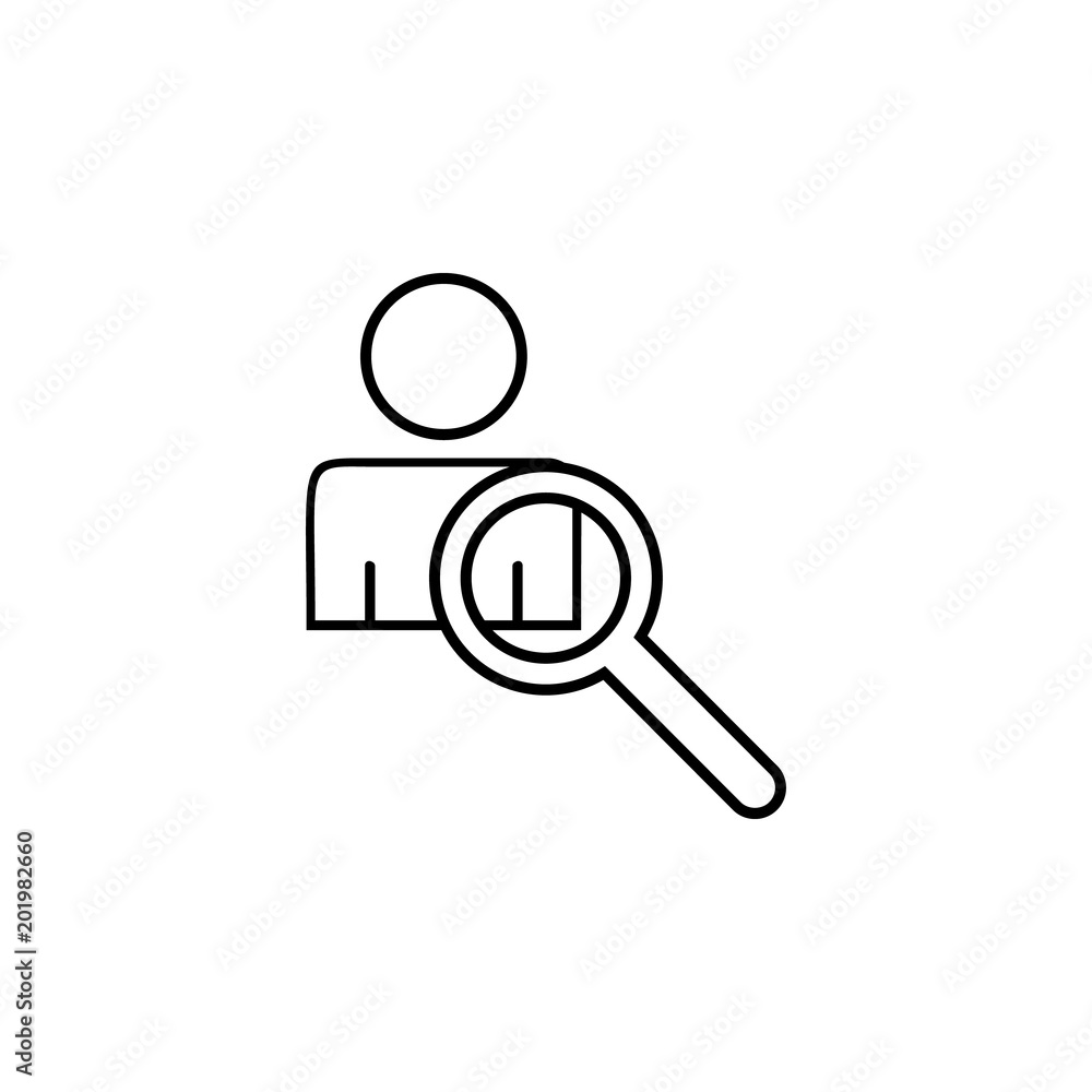 Poster man magnifier icon. element of crime and punishment for mobile concept and web apps icon. thin line 