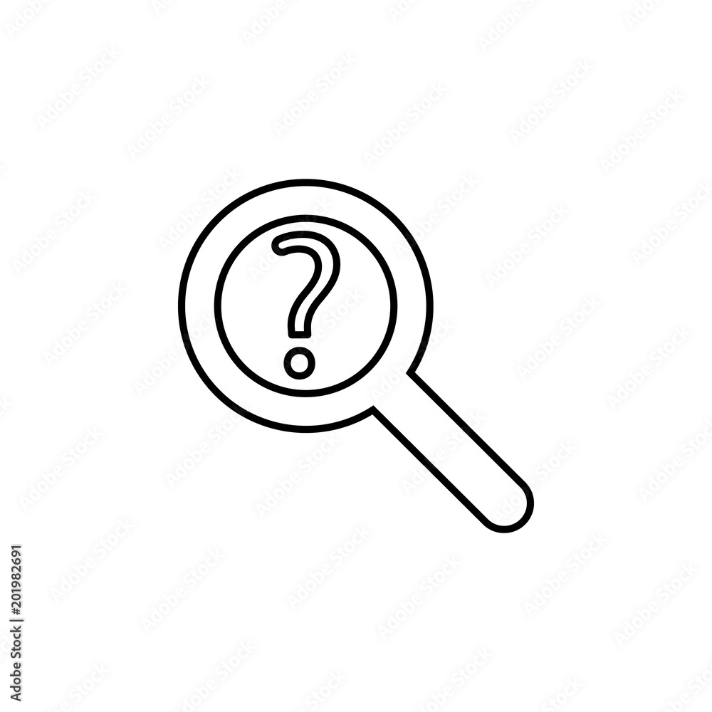 Poster magnifier and question mark icon. element of crime and punishment for mobile concept and web apps ic