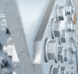 Gray painted hexagonal bolt heads