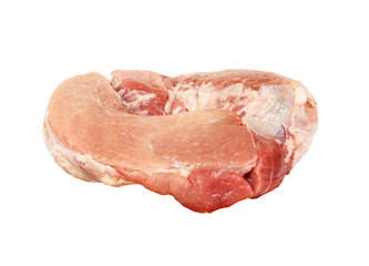 Fresh raw pork meat isolated, white background. Selective focus
