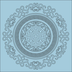 vector oriental chinese ornament asian traditional pattern floral vintage element cut silhouette ornament central asia applique work for t-shirt mongolian ornament. laser cutting