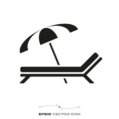 sunbed and parasol glyph icon