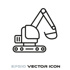 excavator flat line icon