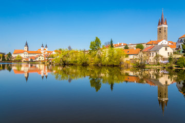 Fototapeta premium View at the old city Telc with Ulicky pond - Czech republic, Moravia