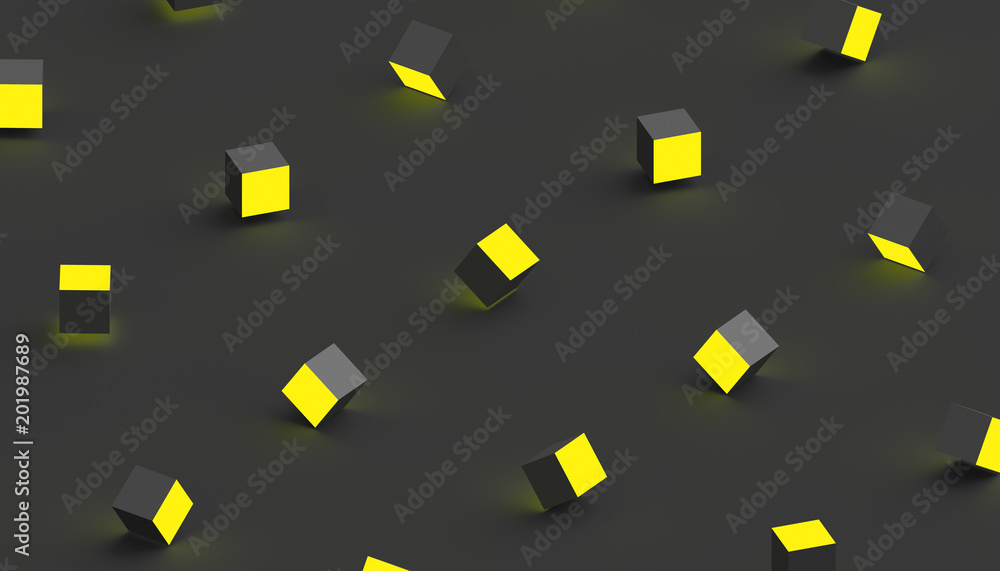 Poster abstract 3d rendering of geometric shapes. computer generated minimalistic background with cubes. mo