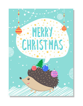 Merry Christmas Wishes from Cute Hedgehog Decor