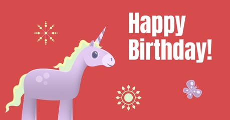 Happy Birthday Unicorn illustration © vectorfusionart