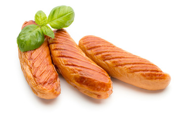 Pork sausage isolated on white background.