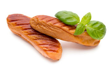 Pork sausage isolated on white background.