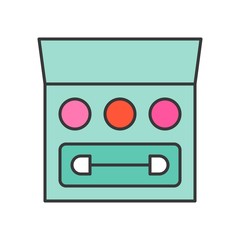 Lip or eye shadow palette, thin line icon