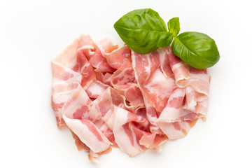Fresh bacon on the isolated background.