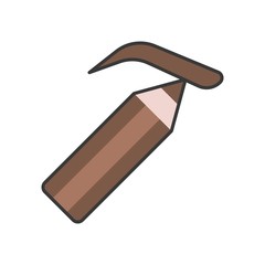 Eye brown pencil, filled outline icon