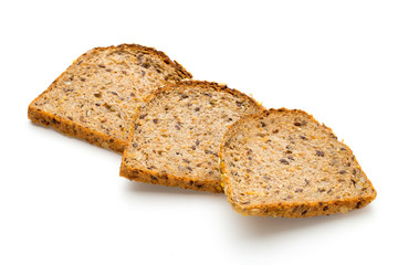 Whole wheat bread isolated on white background.
