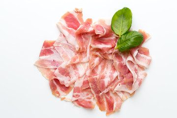 Fresh bacon on the isolated background.