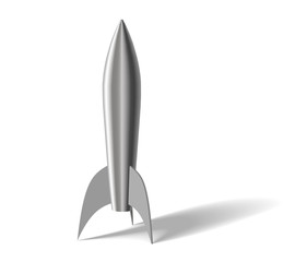 realistic stylized cartoon metal rocket