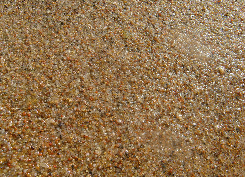the sand on the beach under water, deserted beach lake, summer, sunlight on the sand